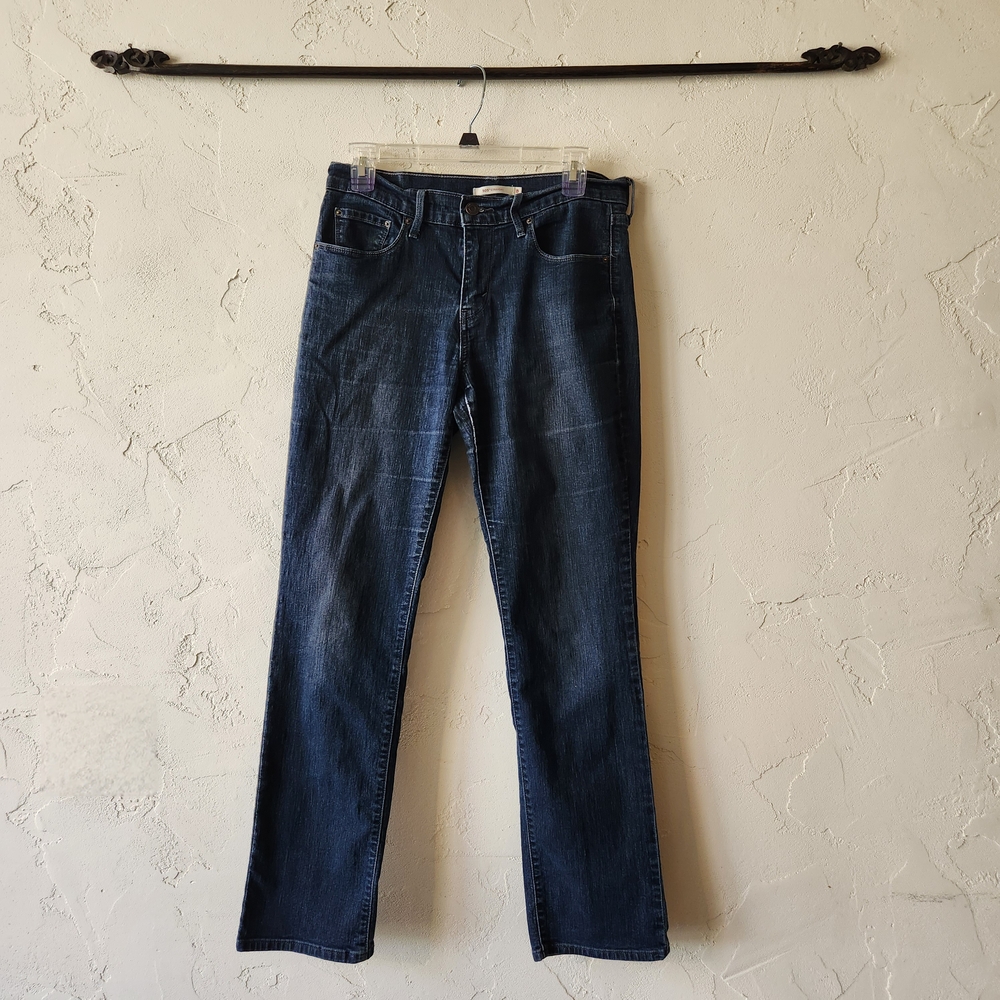 Levi's 505 Mid-Rise Straight Dark Wash Women's Blue Jeans Size 8